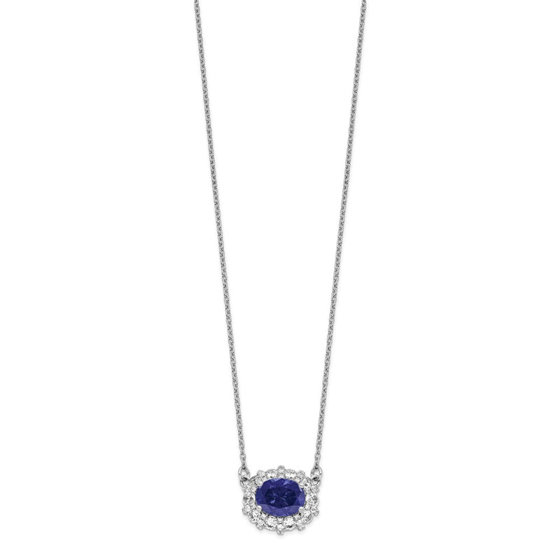 14k White Gold 1 Ct. Lab Grown Diamond VS/SI+ G+ Created Sapphire 18 inch Necklace