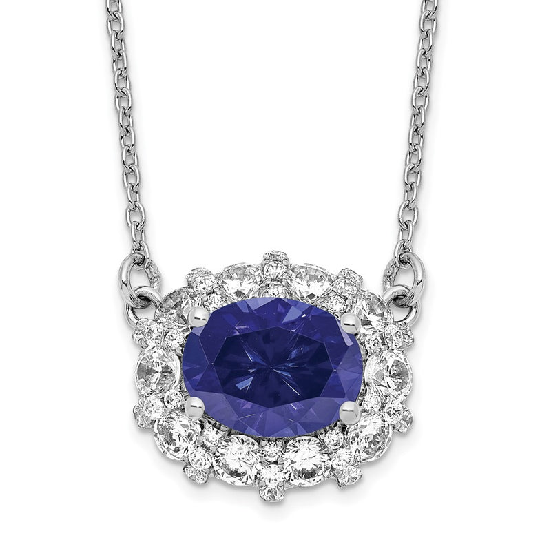 14k White Gold 1 Ct. Lab Grown Diamond VS/SI+ G+ Created Sapphire 18 inch Necklace