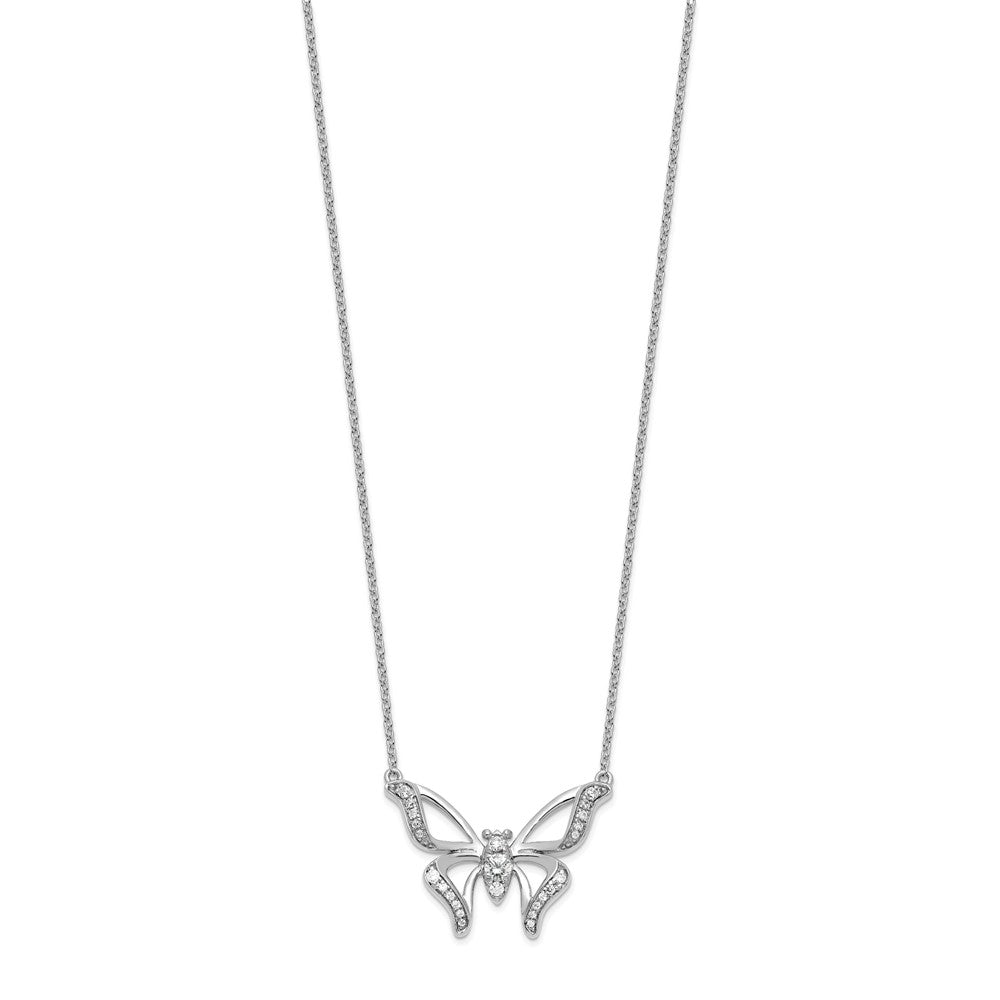 14k White Gold 1/4 Ct. Lab Grown Diamond VS/SI+ G+ 18 inch Butterfly Necklace