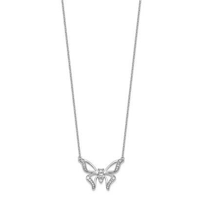14k White Gold 1/4 Ct. Lab Grown Diamond VS/SI+ G+ 18 inch Butterfly Necklace