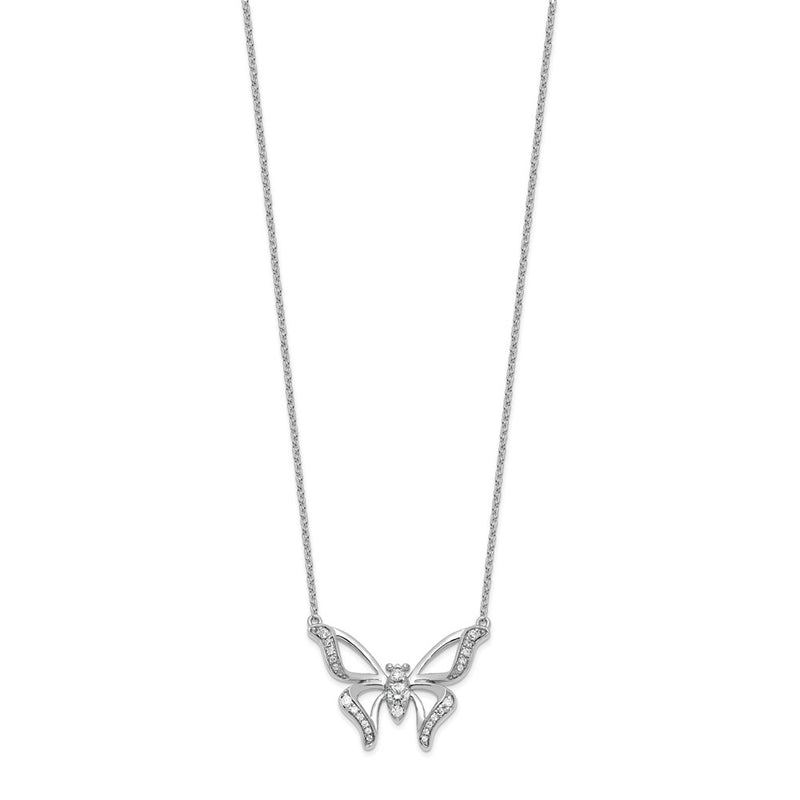 14k White Gold 1/4 Ct. Lab Grown Diamond VS/SI+ G+ 18 inch Butterfly Necklace