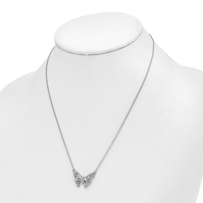 14k White Gold 1/4 Ct. Lab Grown Diamond VS/SI+ G+ 18 inch Butterfly Necklace