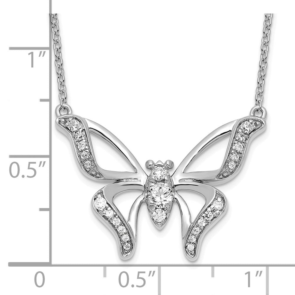 14k White Gold 1/4 Ct. Lab Grown Diamond VS/SI+ G+ 18 inch Butterfly Necklace