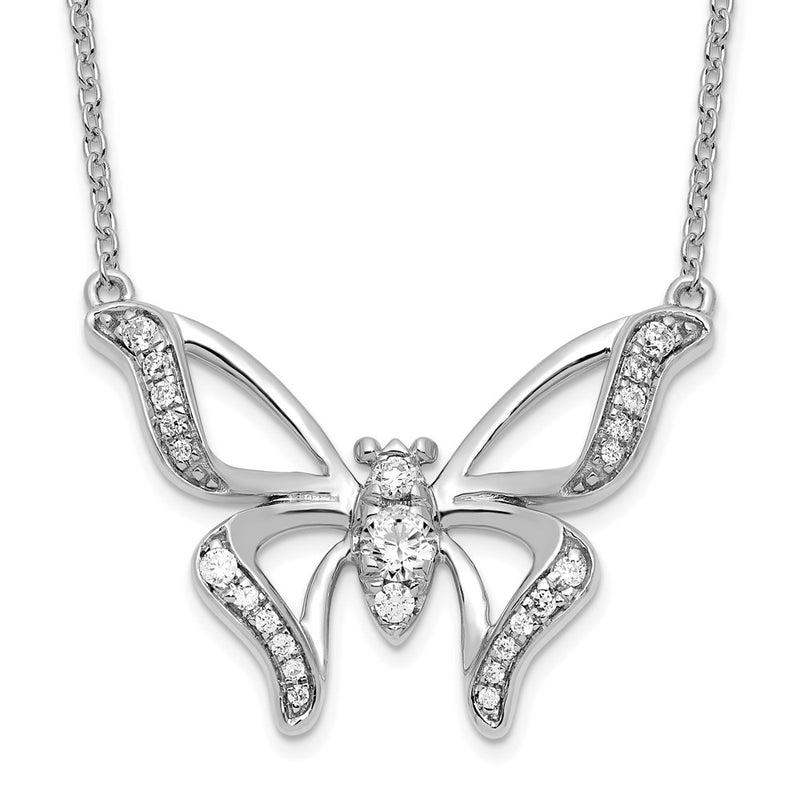 14k White Gold 1/4 Ct. Lab Grown Diamond VS/SI+ G+ 18 inch Butterfly Necklace
