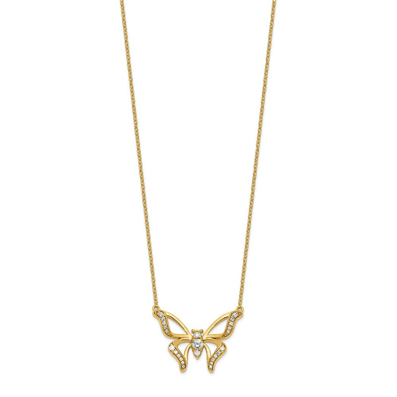 14k Yellow Gold Lab Grown Diamond VS/SI FGH Small Butterfly Necklace