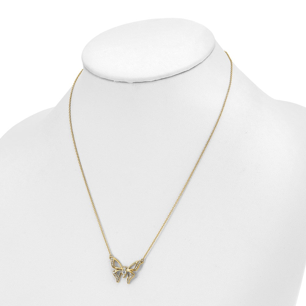 14k Yellow Gold Lab Grown Diamond VS/SI FGH Small Butterfly Necklace