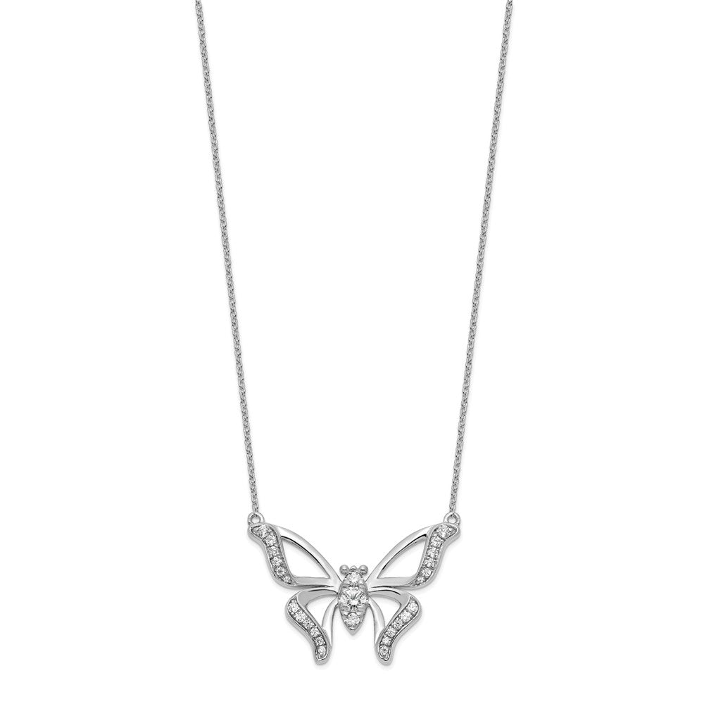 14k White Gold 3/8 Ct. Lab Grown Diamond VS/SI+ G+ 18 inch Butterfly Necklace