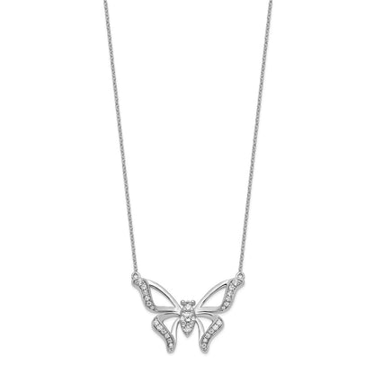 14k White Gold 3/8 Ct. Lab Grown Diamond VS/SI+ G+ 18 inch Butterfly Necklace
