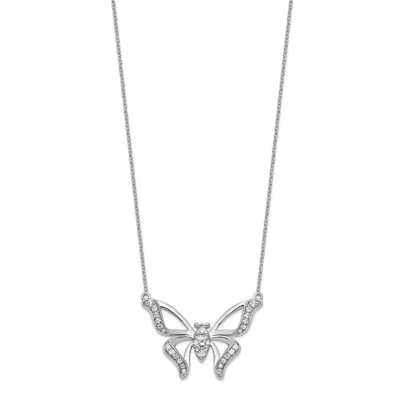14k White Gold 3/8 Ct. Lab Grown Diamond VS/SI+ G+ 18 inch Butterfly Necklace