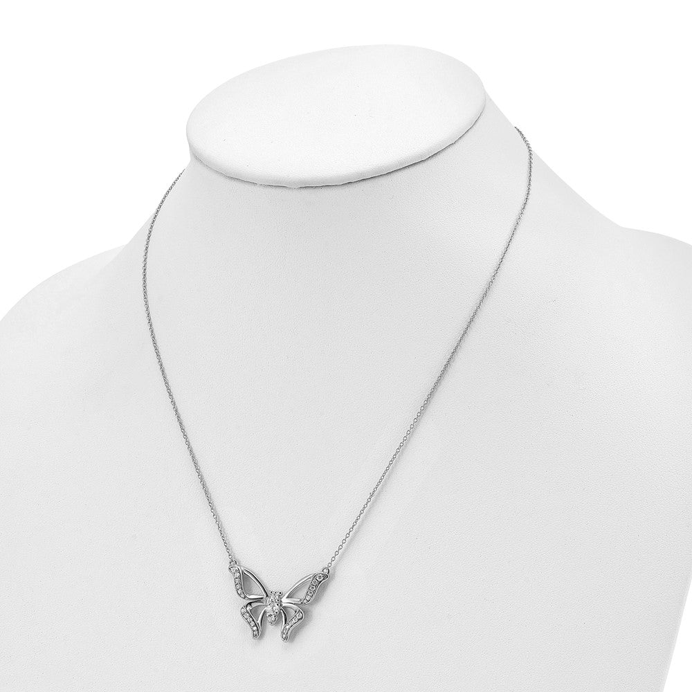 14k White Gold 3/8 Ct. Lab Grown Diamond VS/SI+ G+ 18 inch Butterfly Necklace