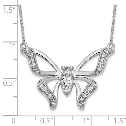 14k White Gold 3/8 Ct. Lab Grown Diamond VS/SI+ G+ 18 inch Butterfly Necklace