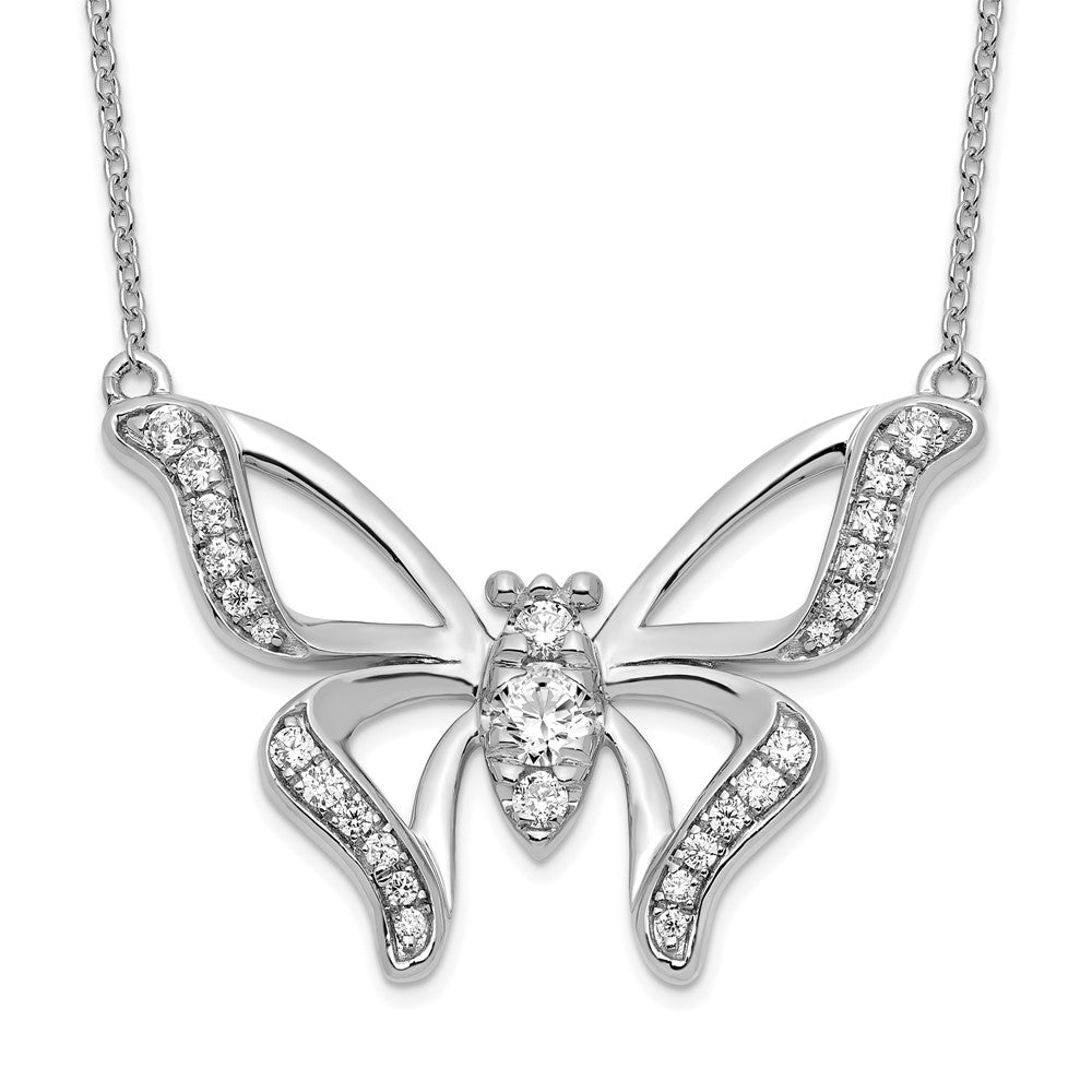 14k White Gold 3/8 Ct. Lab Grown Diamond VS/SI+ G+ 18 inch Butterfly Necklace