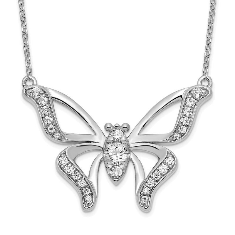 14k White Gold 3/8 Ct. Lab Grown Diamond VS/SI+ G+ 18 inch Butterfly Necklace