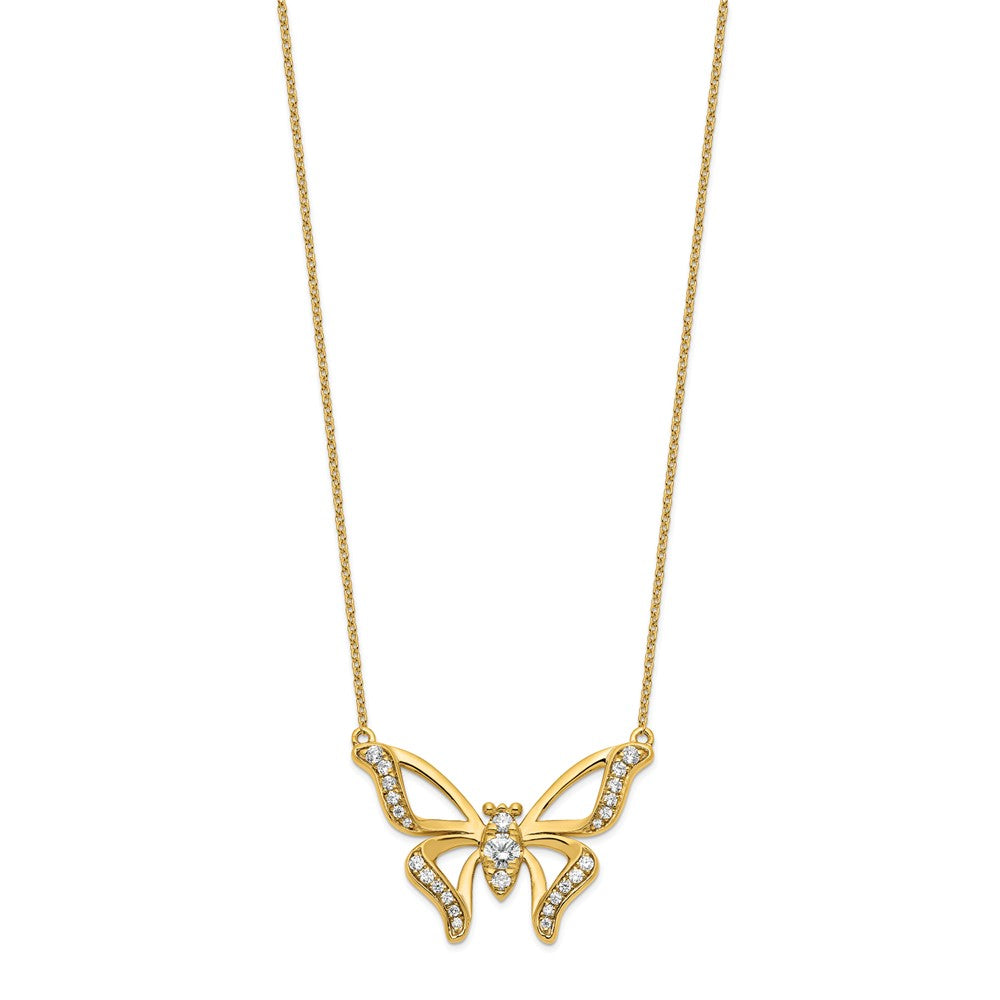 14k Yellow Gold 3/8 Ct. Lab Grown Diamond VS/SI+ G+ 18 inch Butterfly Necklace