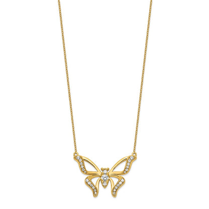 14k Yellow Gold 3/8 Ct. Lab Grown Diamond VS/SI+ G+ 18 inch Butterfly Necklace