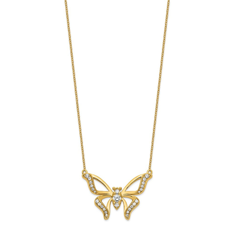 14k Yellow Gold 3/8 Ct. Lab Grown Diamond VS/SI+ G+ 18 inch Butterfly Necklace