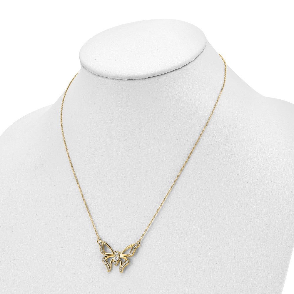 14k Yellow Gold 3/8 Ct. Lab Grown Diamond VS/SI+ G+ 18 inch Butterfly Necklace