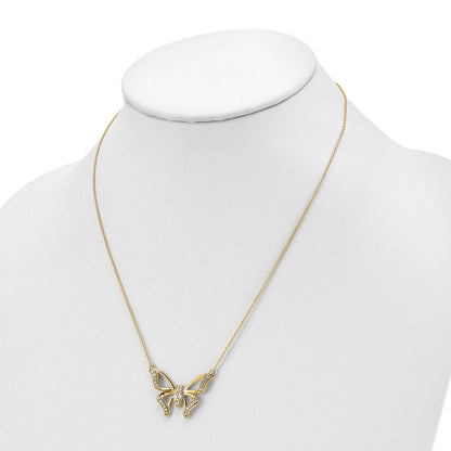 14k Yellow Gold 3/8 Ct. Lab Grown Diamond VS/SI+ G+ 18 inch Butterfly Necklace