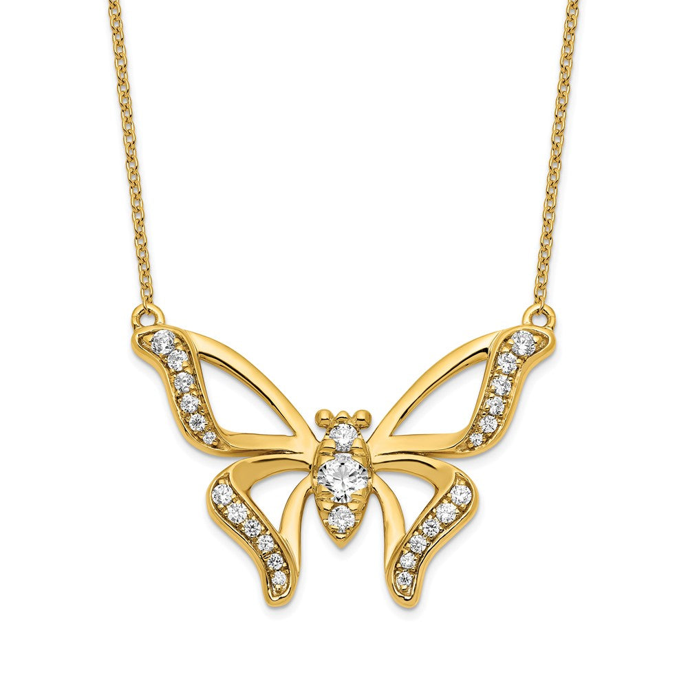 14k Yellow Gold 3/8 Ct. Lab Grown Diamond VS/SI+ G+ 18 inch Butterfly Necklace