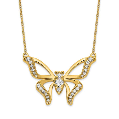 14k Yellow Gold 3/8 Ct. Lab Grown Diamond VS/SI+ G+ 18 inch Butterfly Necklace