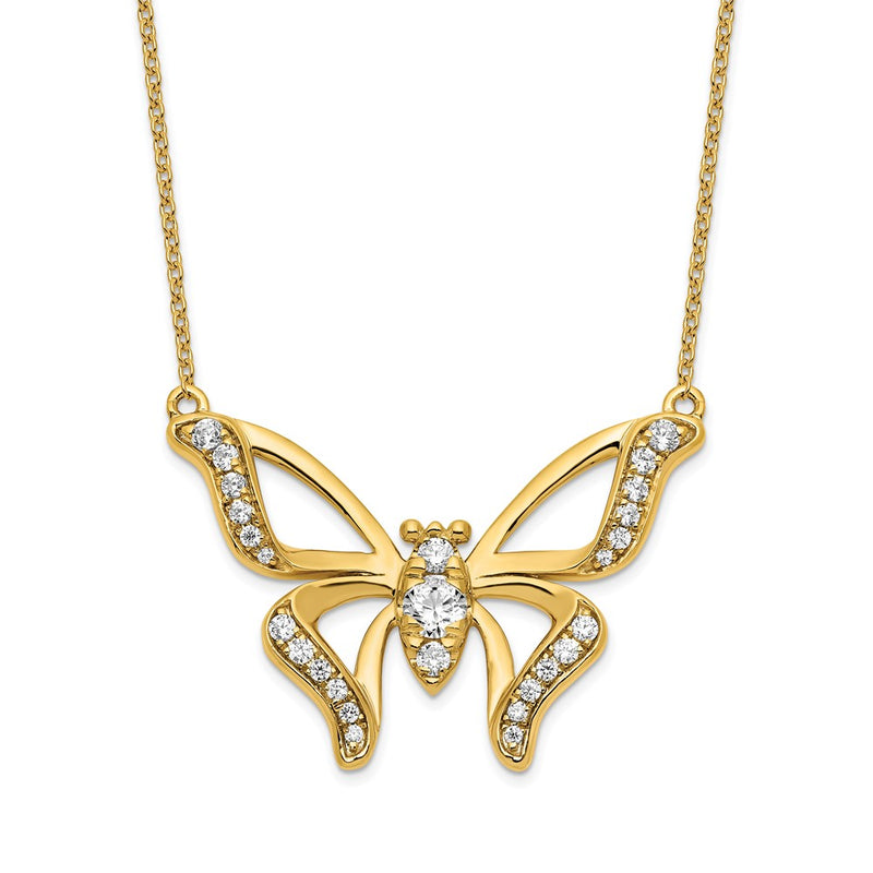 14k Yellow Gold 3/8 Ct. Lab Grown Diamond VS/SI+ G+ 18 inch Butterfly Necklace