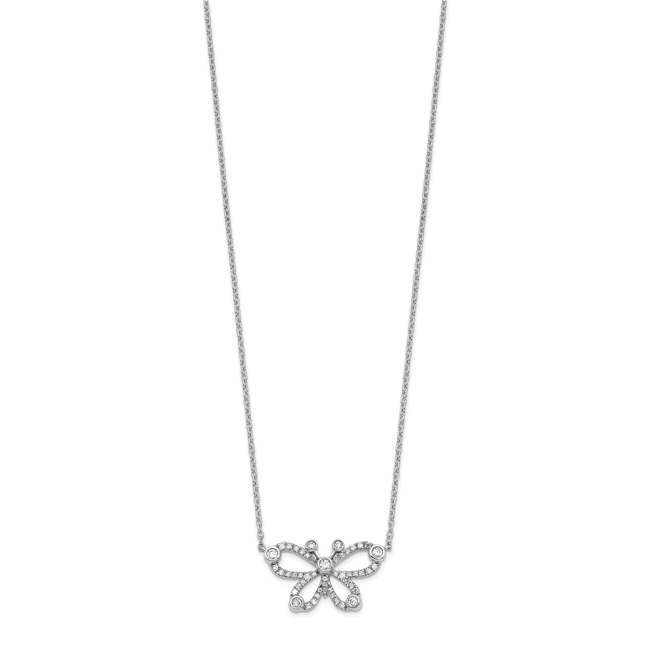 14K White Gold 1/4 Carat Lab Grown Diamond Vs/Si+ G+ 18 Inch Butterfly Necklace