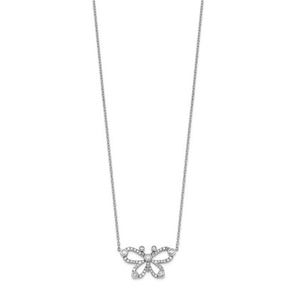 14K White Gold 1/4 Carat Lab Grown Diamond Vs/Si+ G+ 18 Inch Butterfly Necklace