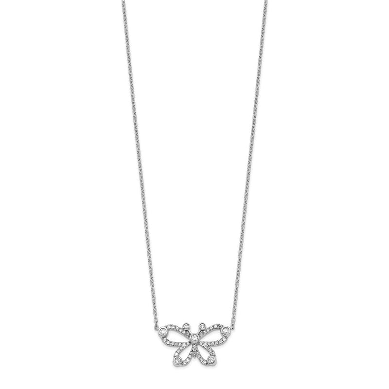 14K White Gold 1/4 Carat Lab Grown Diamond Vs/Si+ G+ 18 Inch Butterfly Necklace