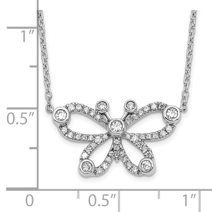 14K White Gold 1/4 Carat Lab Grown Diamond Vs/Si+ G+ 18 Inch Butterfly Necklace