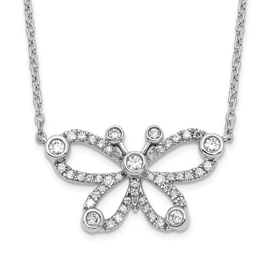 14K White Gold 1/4 Carat Lab Grown Diamond Vs/Si+ G+ 18 Inch Butterfly Necklace