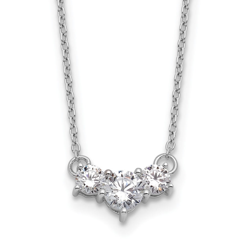14k White Gold 3/4 Ct. Lab Grown Diamond VS/SI+ G+ 18 inch Three Stone Necklace