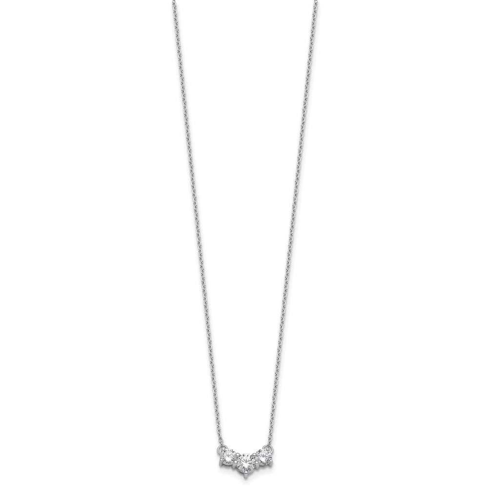 14k White Gold 1 Ct. Lab Grown Diamond VS/SI+ G+ 18 inch Three Stone Necklace