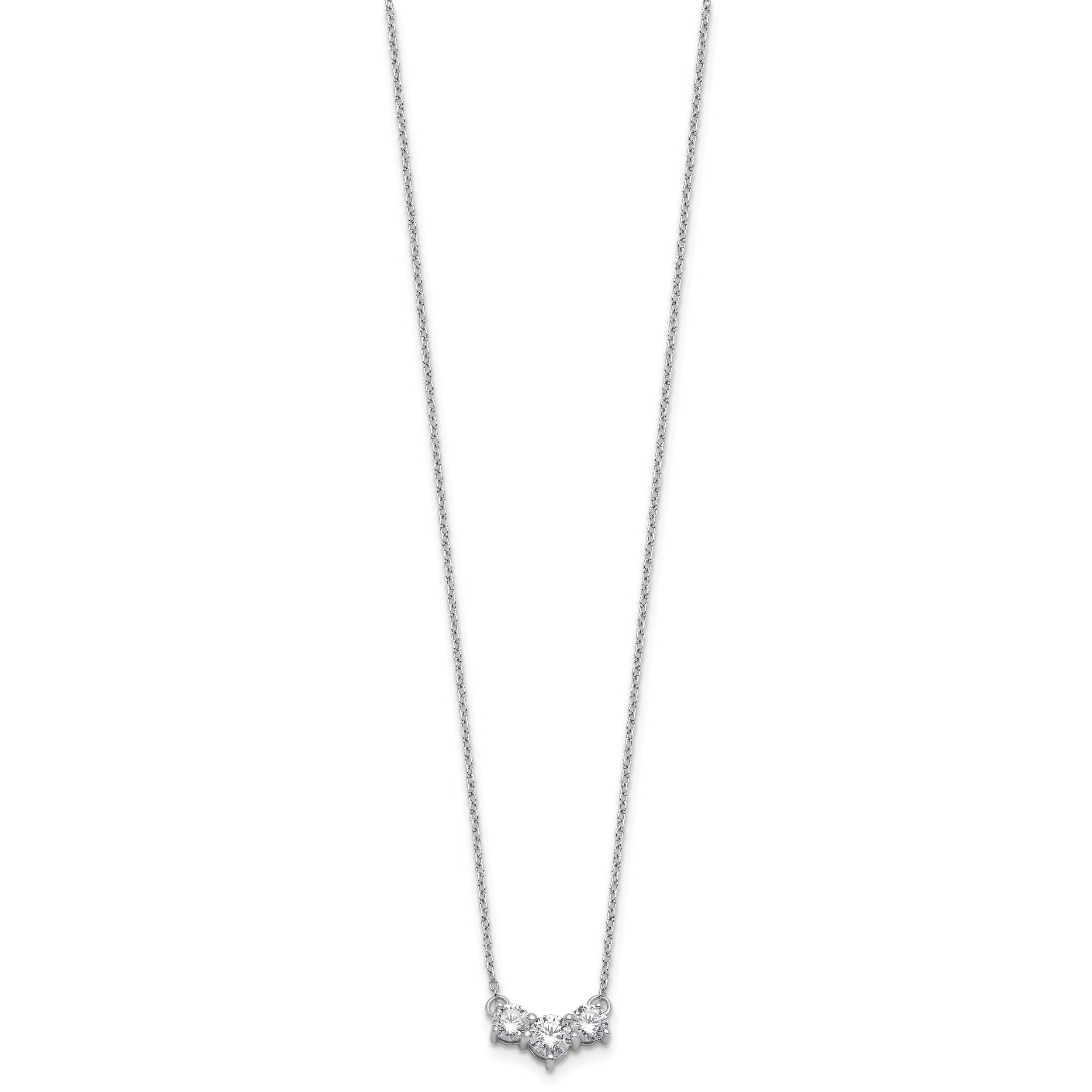 14k White Gold 1 1/2 Ct. Lab Grown Diamond VS/SI+ G+ 18 inch Three Stone Necklace
