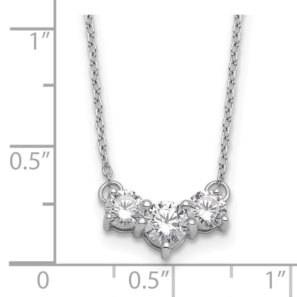 14k White Gold 1 Ct. Lab Grown Diamond VS/SI+ G+ 18 inch Three Stone Necklace