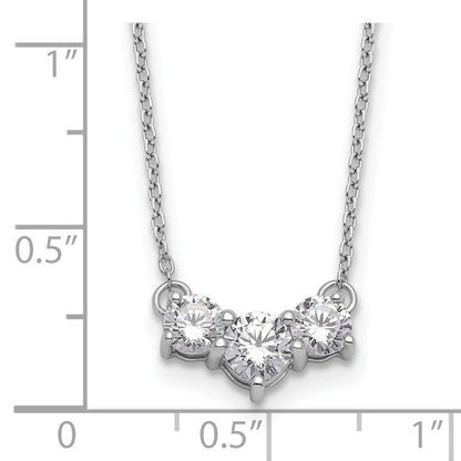14k White Gold 1 Ct. Lab Grown Diamond VS/SI+ G+ 18 inch Three Stone Necklace