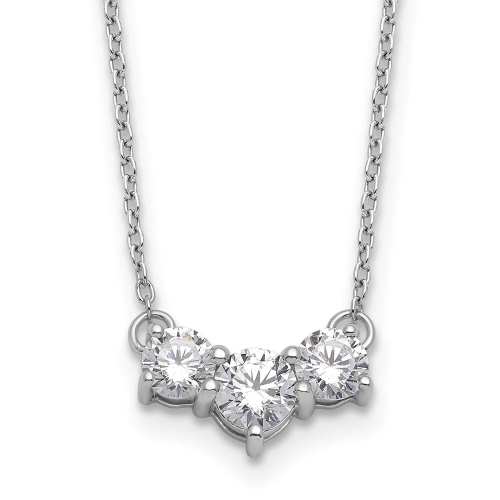 14k White Gold 1 Ct. Lab Grown Diamond VS/SI+ G+ 18 inch Three Stone Necklace