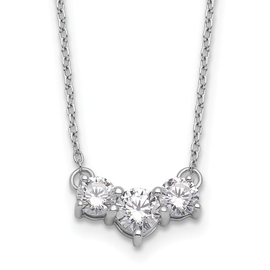 14k White Gold 1 1/2 Ct. Lab Grown Diamond VS/SI+ G+ 18 inch Three Stone Necklace