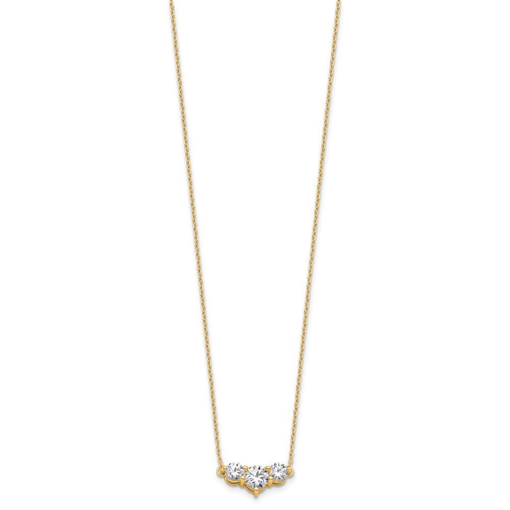 14k Yellow Gold 1 1/2 Ct. Lab Grown Diamond VS/SI+ G+ 18 inch Three Stone Necklace