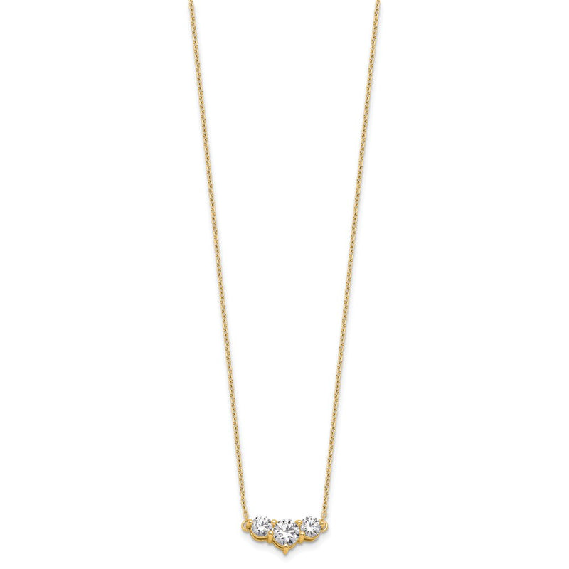 14k Yellow Gold 1 1/2 Ct. Lab Grown Diamond VS/SI+ G+ 18 inch Three Stone Necklace