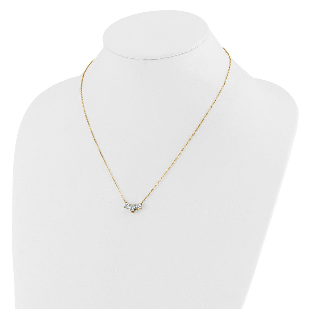 14k Yellow Gold 1 1/2 Ct. Lab Grown Diamond VS/SI+ G+ 18 inch Three Stone Necklace