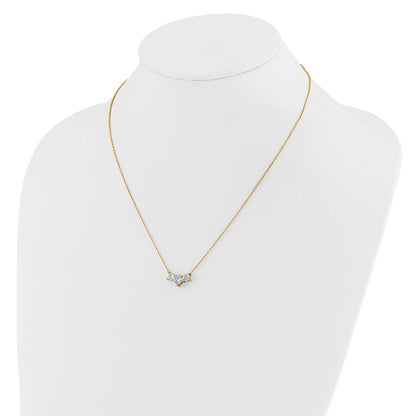 14k Yellow Gold 1 1/2 Ct. Lab Grown Diamond VS/SI+ G+ 18 inch Three Stone Necklace