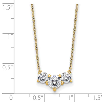 14k Yellow Gold 1 1/2 Ct. Lab Grown Diamond VS/SI+ G+ 18 inch Three Stone Necklace