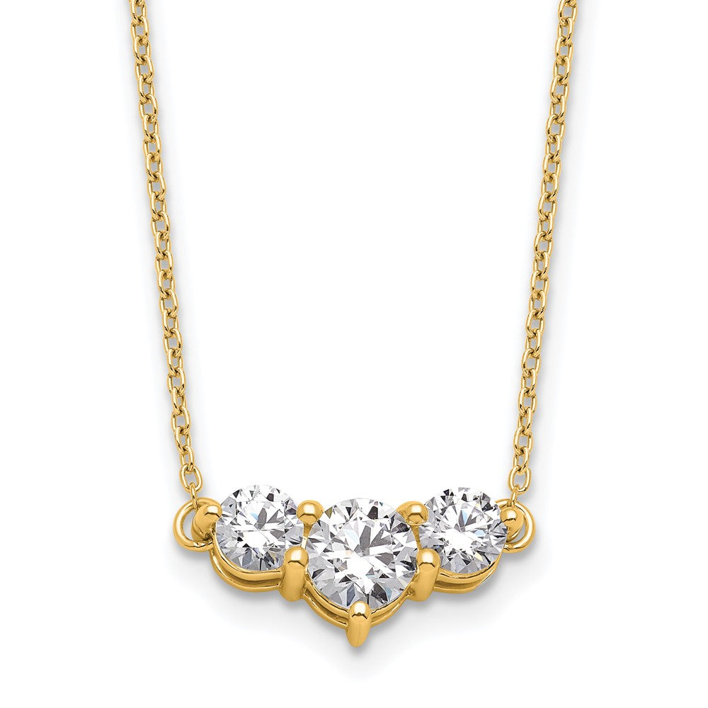 14k Yellow Gold 1 1/2 Ct. Lab Grown Diamond VS/SI+ G+ 18 inch Three Stone Necklace