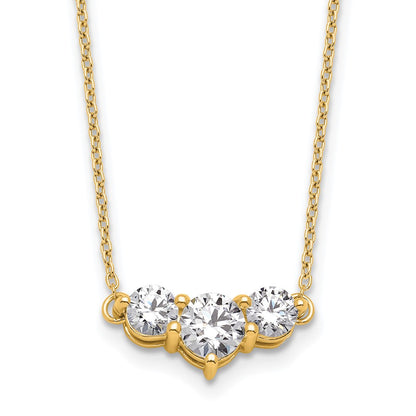 14k Yellow Gold 1 1/2 Ct. Lab Grown Diamond VS/SI+ G+ 18 inch Three Stone Necklace