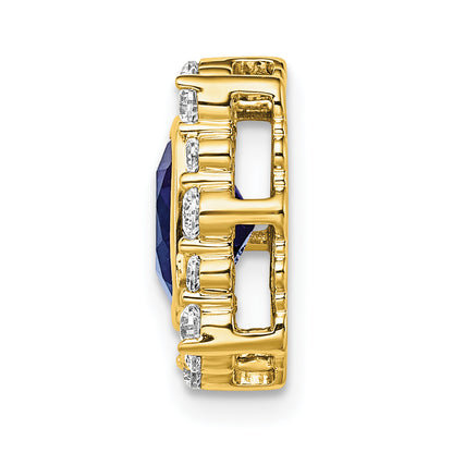 14k Yellow Gold Lab Grown Diamond VS/SI FGH & Created Sapphire Square Pendant