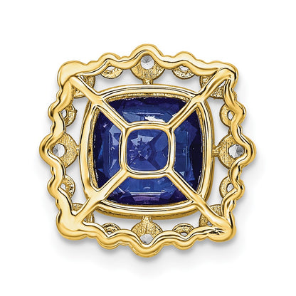 14k Yellow Gold Lab Grown Diamond VS/SI FGH & Cr Sapphire Square Pendant