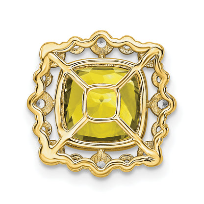 14k Yellow Gold 1/2 Ct. Lab Grown Diamond VS/SI+ G+ and Lab Created Sapphire Square Chain Slide Pendant