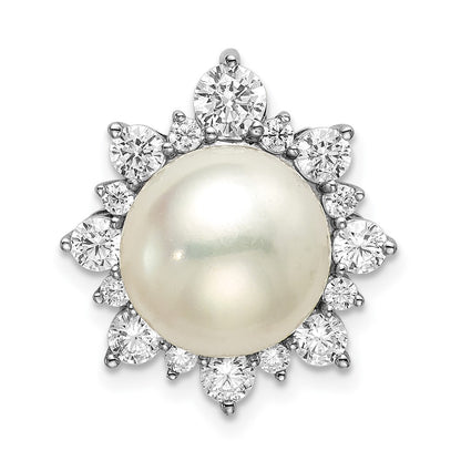 14K White Gold Lab Grown Diamond VS/SI FGH Fancy Fresh Water Cultured Pearl Chain Sli