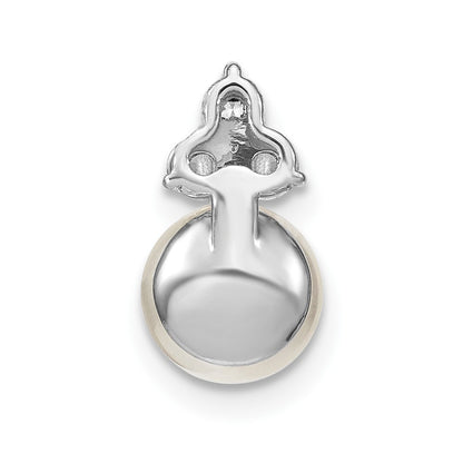 14K White Gold 1/5 Ct. Lab Grown Diamond VS/SI+ G+ and 7.00 mm Freshwater Cultured Pearl Chain Slide Pendant