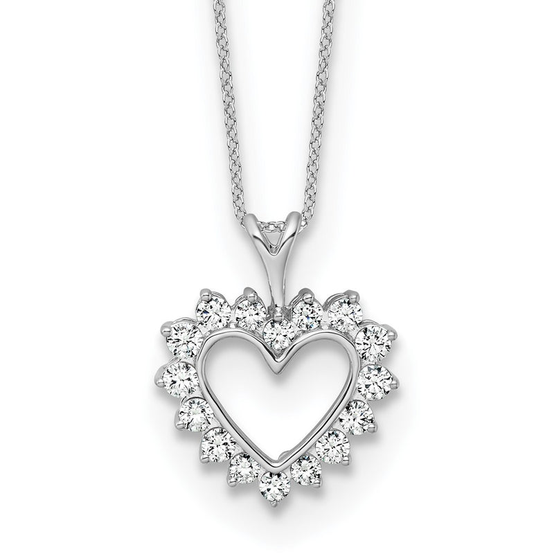 10k White Gold 1/2 Ct. Lab Grown Diamond VS/SI+ G+ 18 inch Heart Pendant Necklace